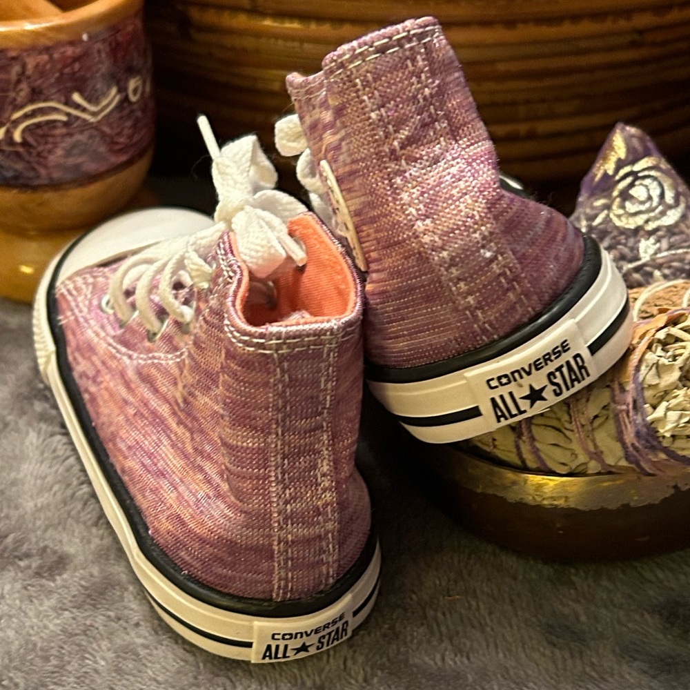 Converse all star high top metallic purple/pink toddler size 10